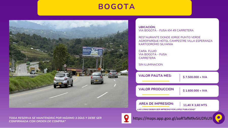 Valla en vía Bogotá – Fusa