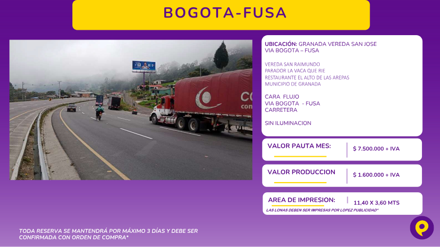 Valla en Bogotá-Fusa