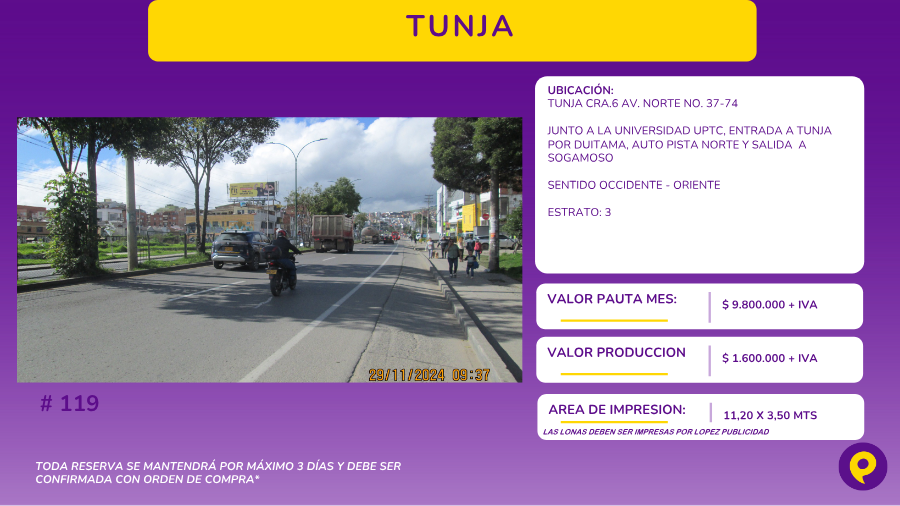 Valla Publicitaria en Tunja