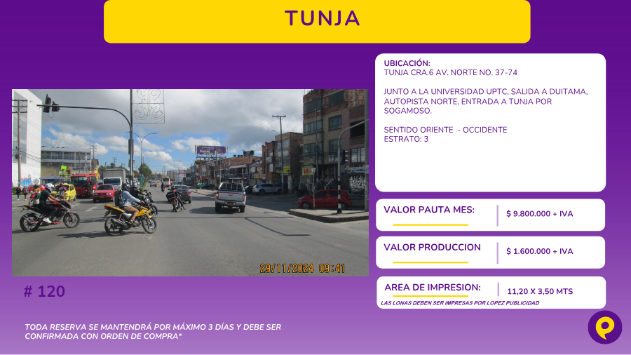Valla Tunja Cra.6 Av. Norte