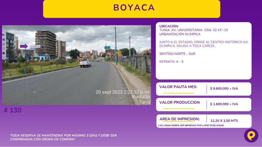 Billboard #130 in Tunja