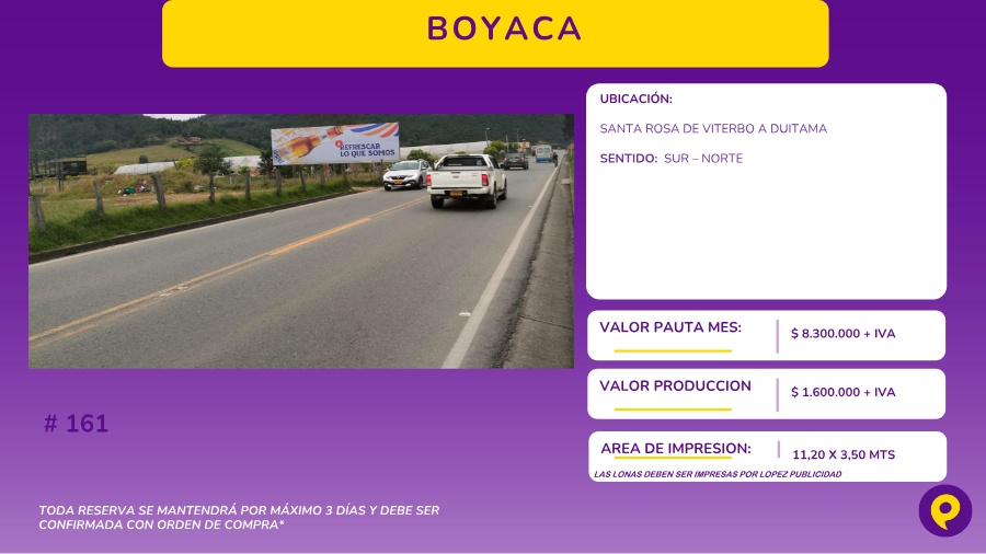 Espacio Publicitario #161 en Boyacá