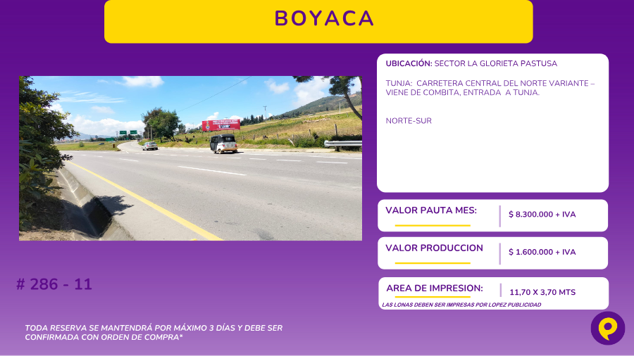 Valla en Glorieta Pastusa