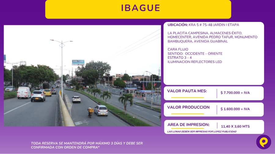 Valla Ibagué - Kra 5 # 75-48 Jardín I Etapa