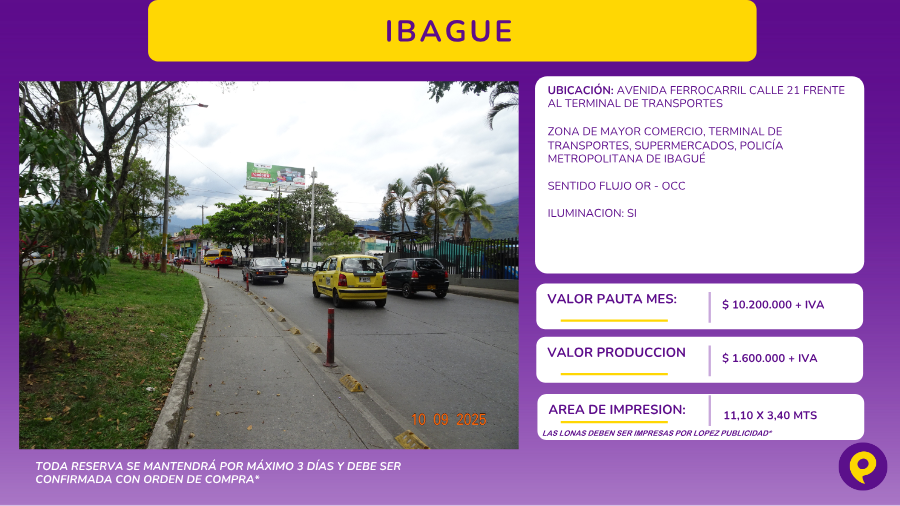 Billboard at Avenida Ferrocarril Calle 21