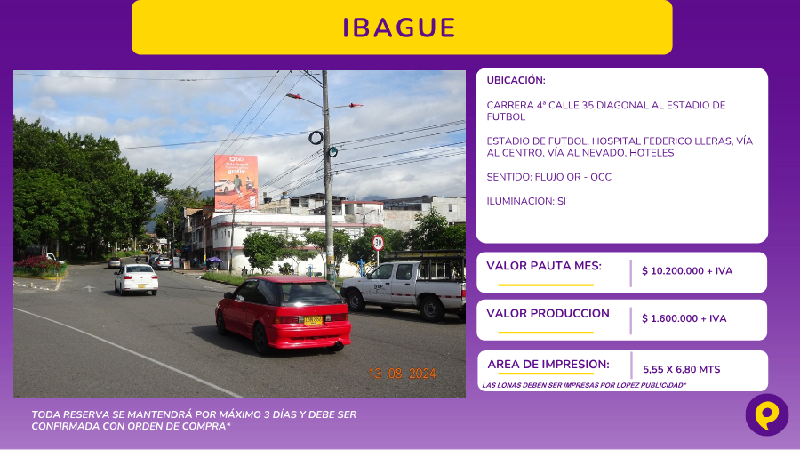 Valla Publicitaria en Ibagué