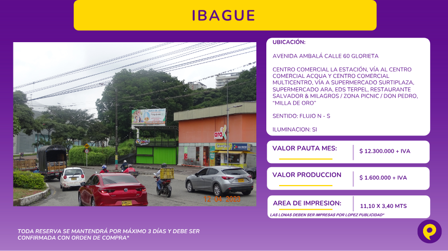 Valla Publicitaria Ibagué