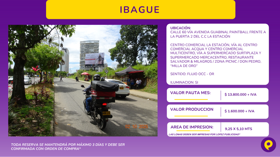 Valla Ibagué - CC La Estación