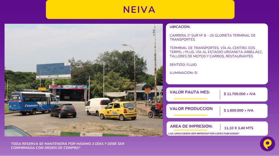 Valla publicitaria en Glorieta Terminal de Transportes