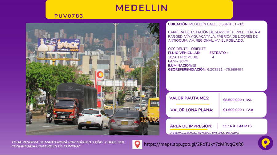 PUV0783 Billboard Medellin — foto 1