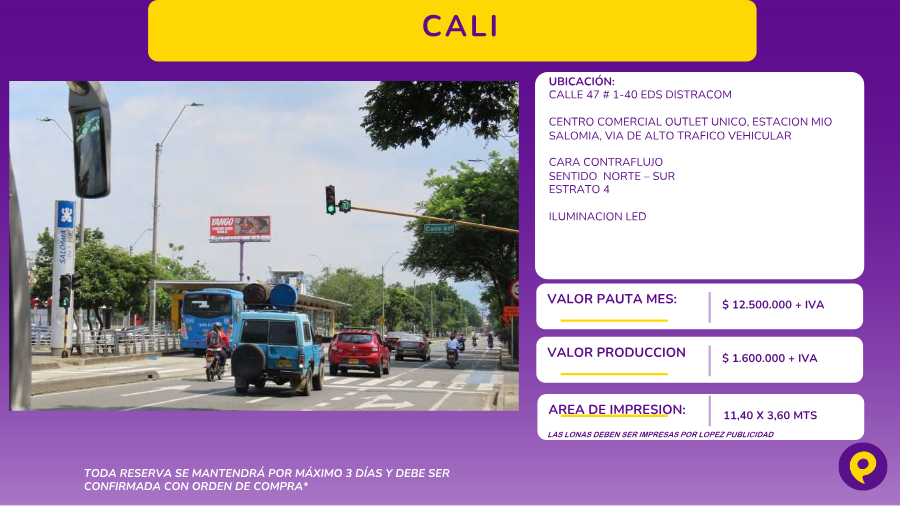 Billboard in Cali - Calle 47 #1-40 EDS Distracom