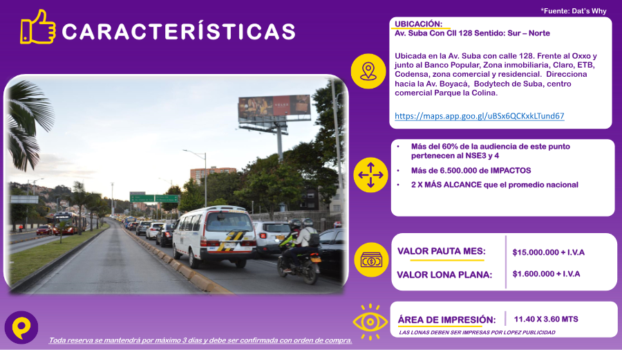 Valla en Av. Suba con calle 128