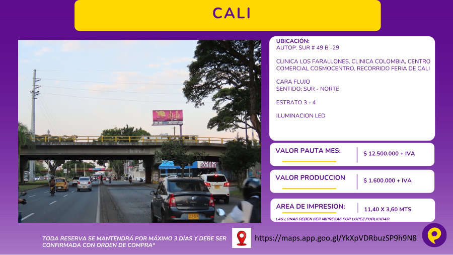 Valla Publicitaria LED Autop. Sur Cali