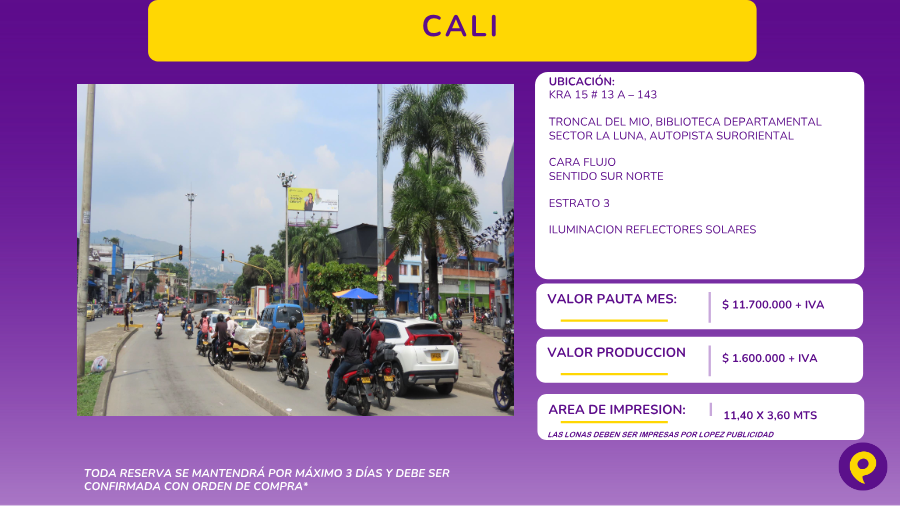 Valla Autopista Suroriental, Cali