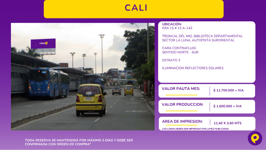 Valla en Cali - Troncal del MIO