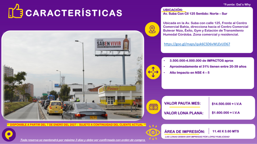 Valla en Av. Suba con Cll 125