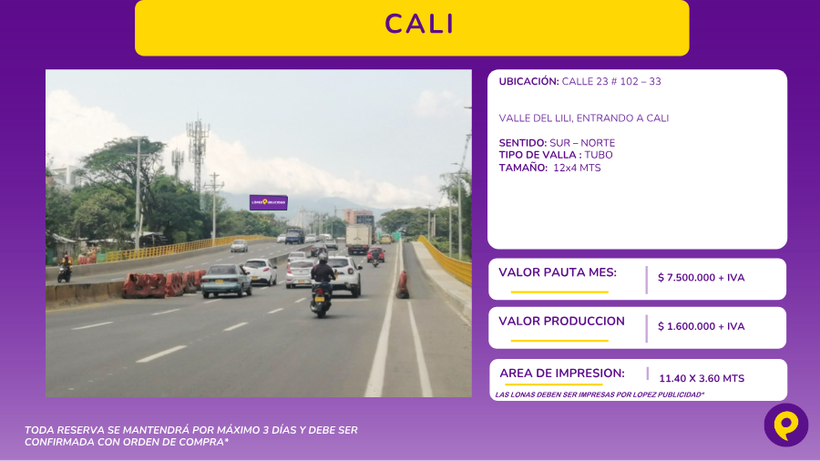 Valla Tipo Tubo en Cali