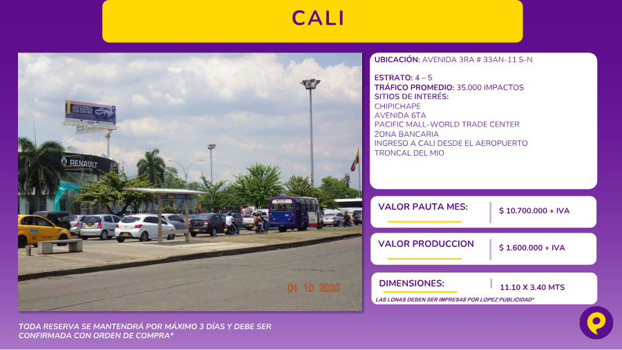 Valla en Avenida 3RA