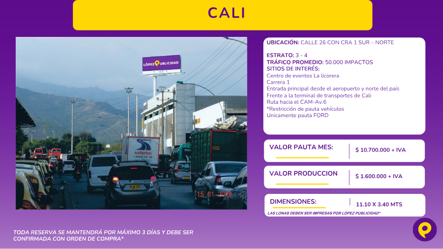 Valla Publicitaria en Cali