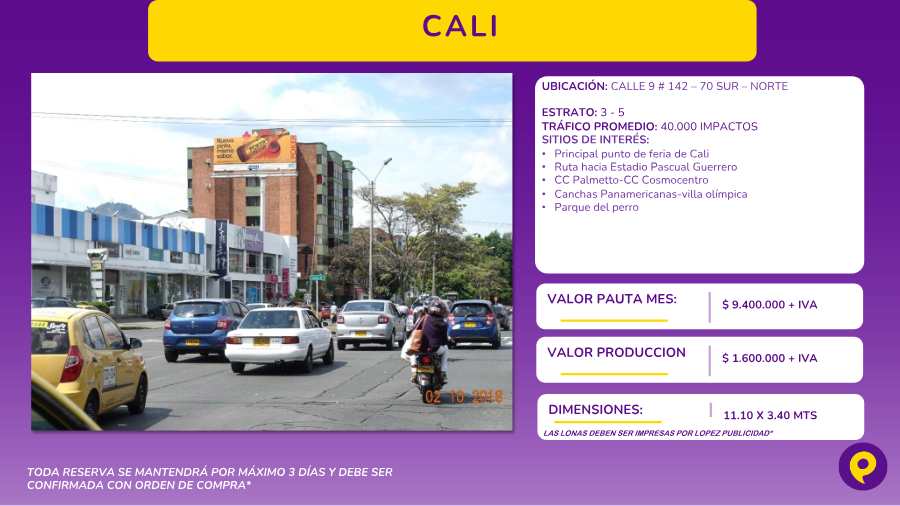 Valla en Calle 9 # 142 – 70 SUR – NORTE