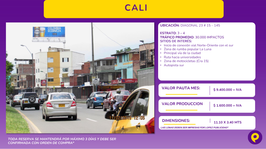 Valla Publicitaria en Cali - Diagonal 23