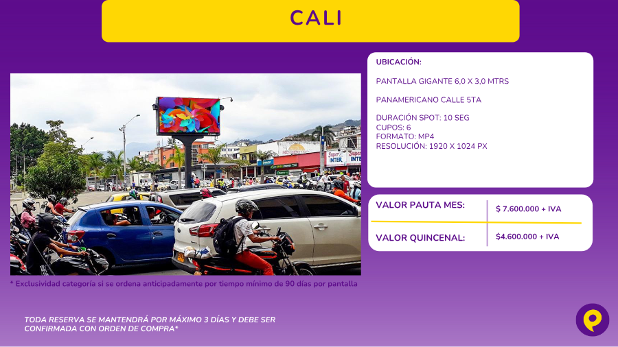 Pantalla Gigante Panamericano Calle 5ta