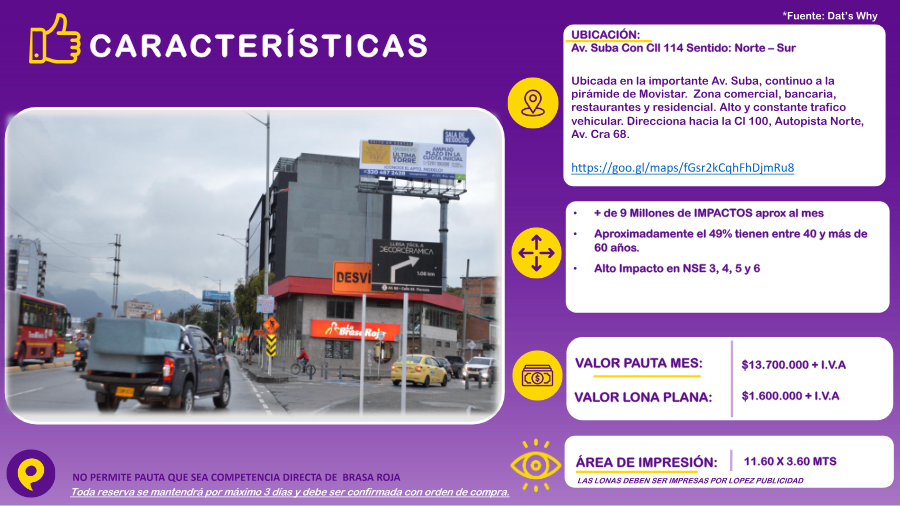 Valla en Av. Suba con Cll 114