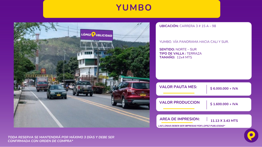 Valla Terraza en Yumbo