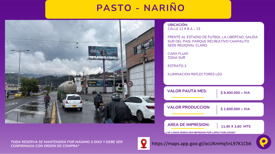 Valla Publicitaria en Pasto - Nariño