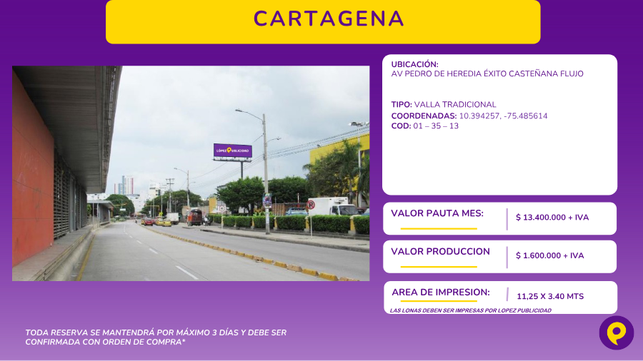 Valla Tradicional en Cartagena