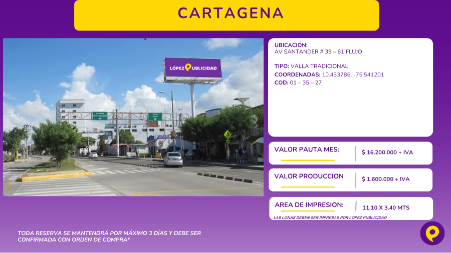 Valla Tradicional - Cartagena