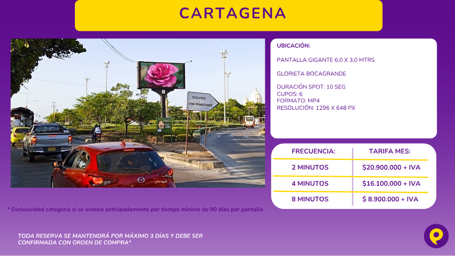 Pantalla Gigante en Glorieta Bocagrande