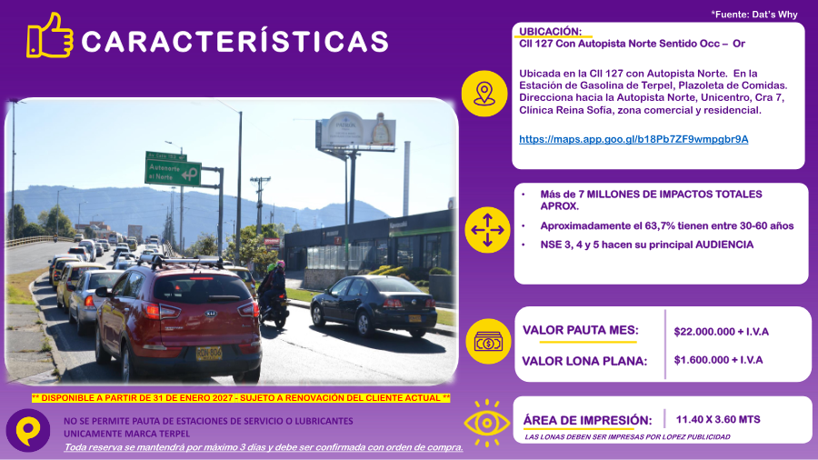 Valla en Cll 127 con Autopista Norte