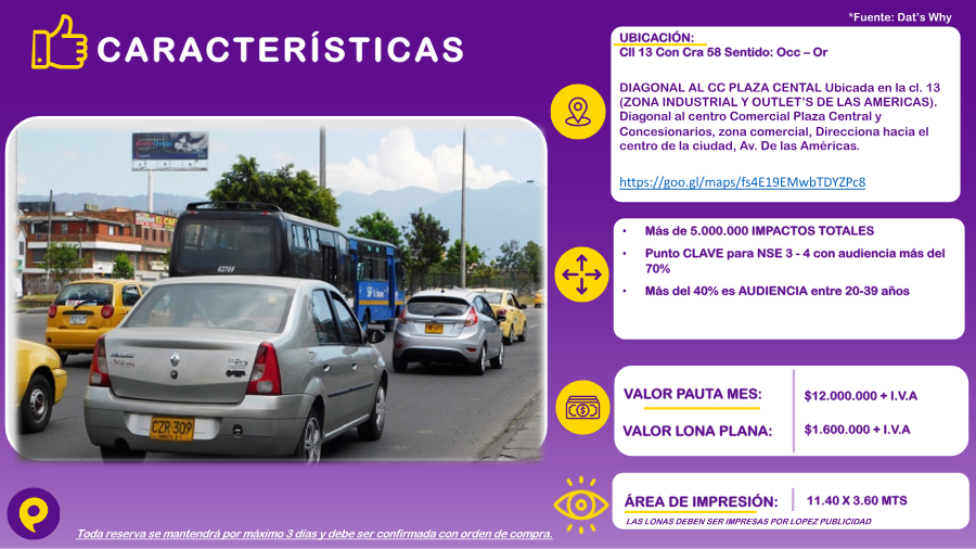 Valla Publicitaria en Zona Comercial Avenida de las Américas