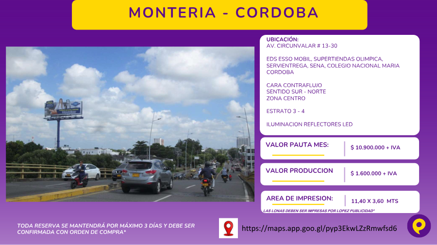 Valla publicitaria en Montería - Córdoba