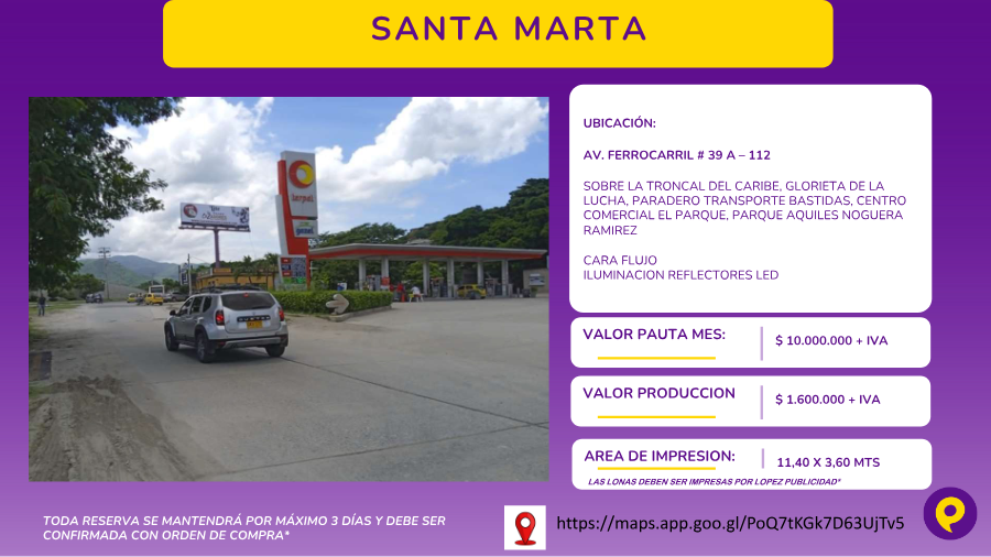 Valla en Santa Marta