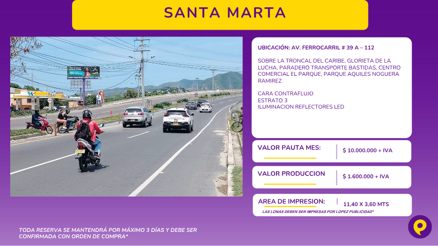 Valla Contraflujo Santa Marta