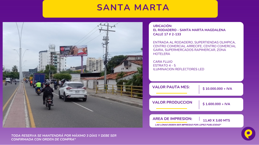 Valla en Santa Marta