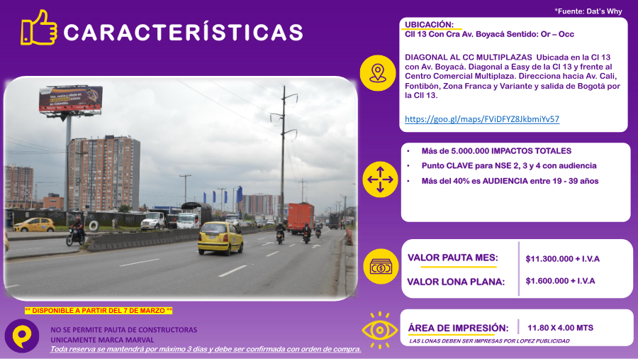Valla Publicitaria Diagonal al CC Multiplazas