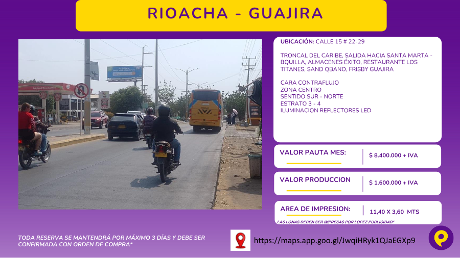 Valla Contraflujo en Rioacha