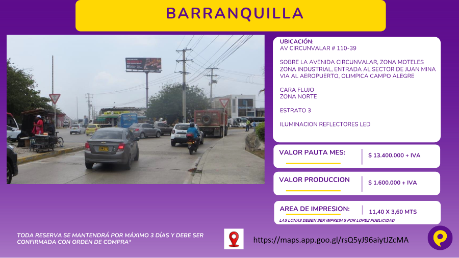 Valla en Avenida Circunvalar