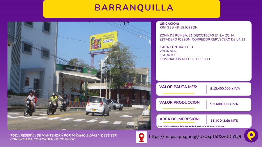 Valla publicitaria LED en Barranquilla