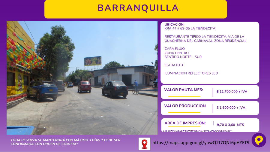 Billboard at La Tiendecita, Barranquilla