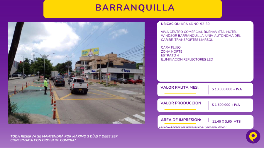 Valla Billboard en Barranquilla