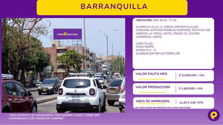 Valla Barranquilla - Cra 46 No. 72-20