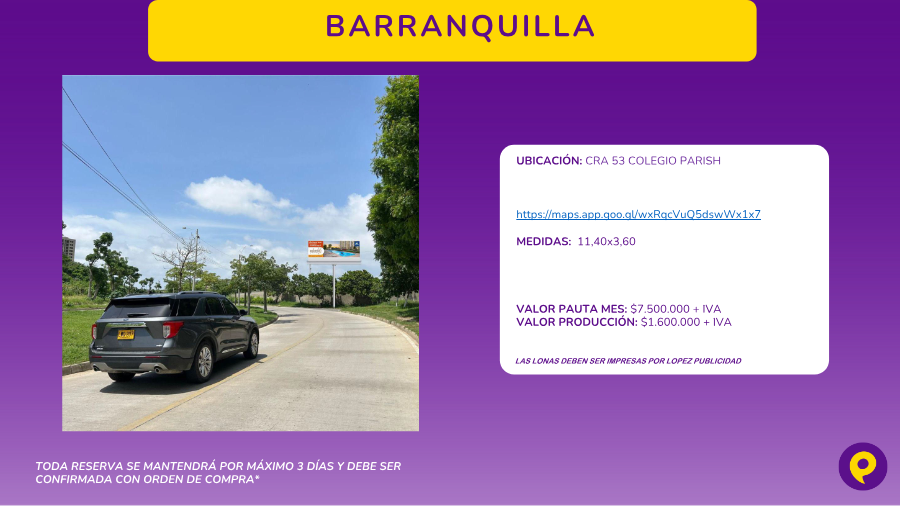 Valla en Barranquilla - Colegio Parish