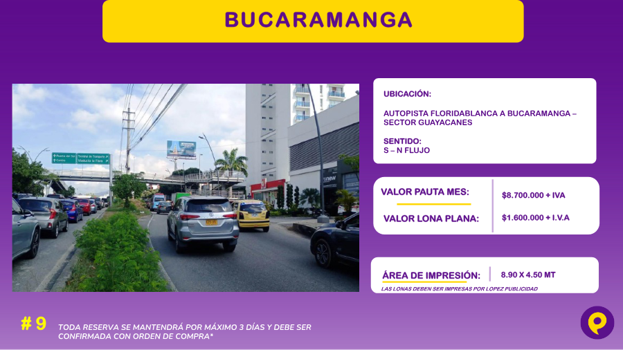 Valla Autopista Floridablanca a Bucaramanga