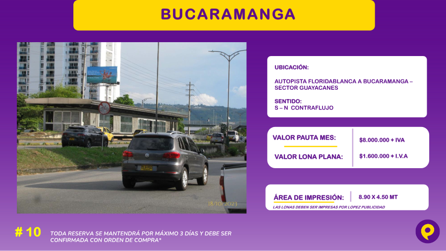 Valla Autopista Floridablanca a Bucaramanga