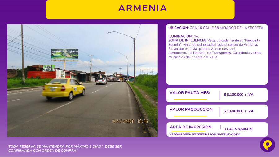 Valla Armenia - Mirador de la Secreta