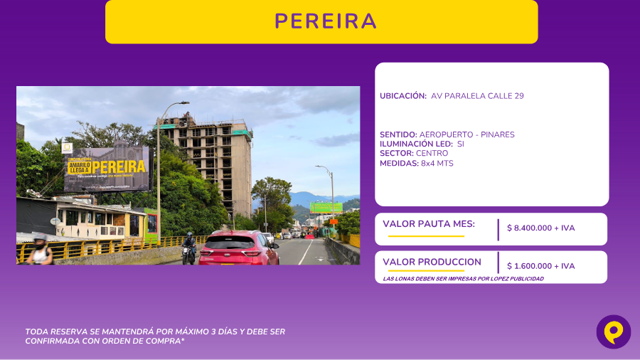 Valla publicitaria en Pereira